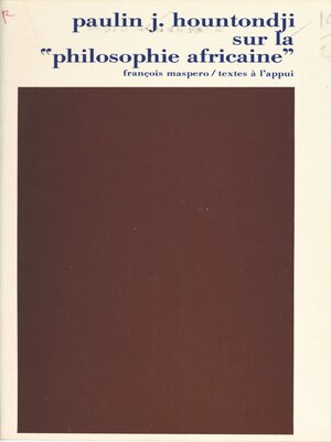 cover image of Sur la philosophie africaine
